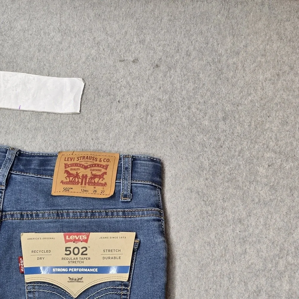 Levi's 502 Boys Jeans 26X27 Blue Denim Regular Taper 28